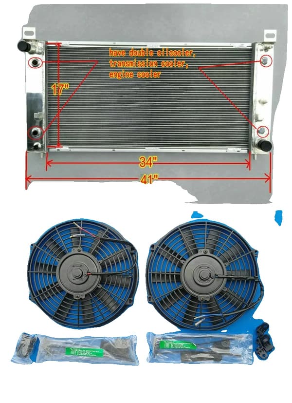 Højtydende aluminium køler, passer til Hummer H2 6.0 V8, kompatibel med Silverado 6.0 V8, holdbar legeringskonstruktion.