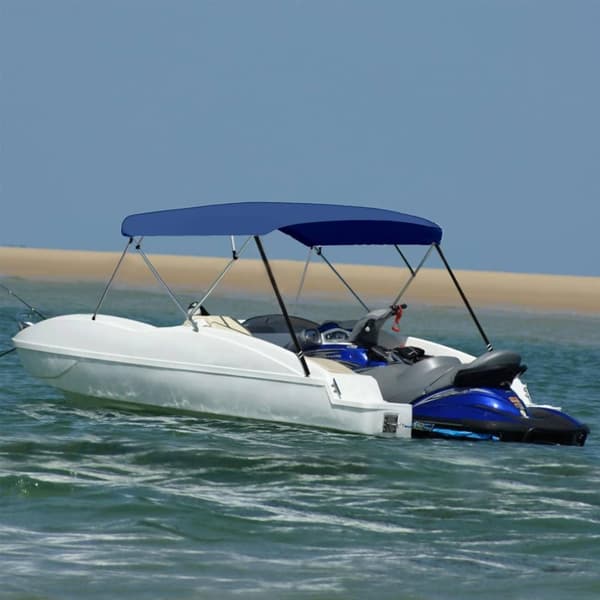 vidaXL biminitop med 4 buer 243x(230-244)x137 cm marineblå