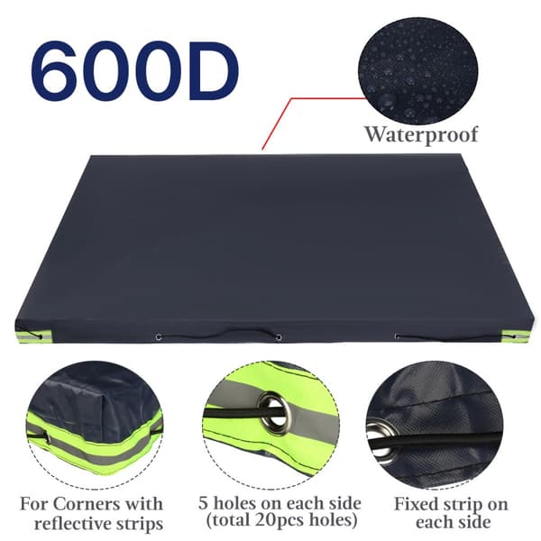Trailerpresenning platt presenning 250x130x8cm, PVC presenningsmaterial, för 500kg/750kg trailer