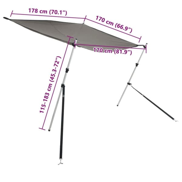 vidaXL T-kate Varjostimen jatke antrasiitti 170x208x(115-183) cm