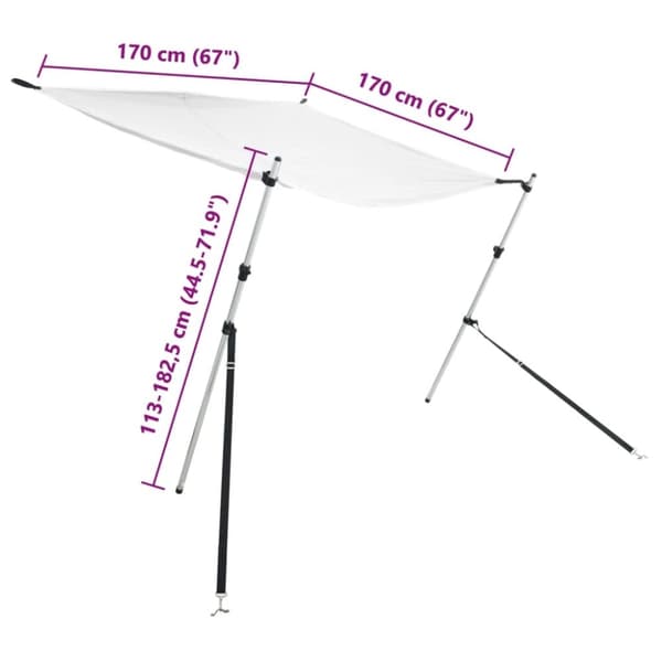 vidaXL T-Top solskjermutvidelse hvit 170x170x(113-182,5) cm