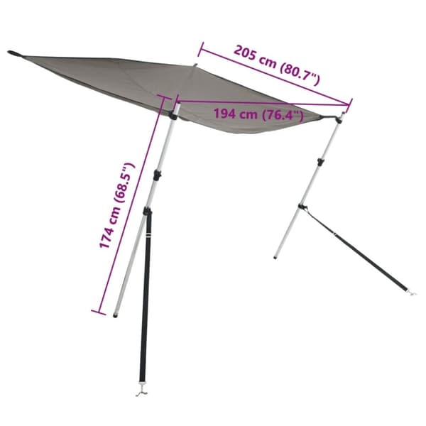 vidaXL T-sejl til båd 174x205x(115-194) cm forlængerdel antracitgrå