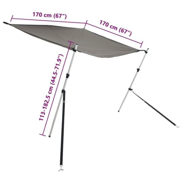 vidaXL T-sejl til båd 170x170x(113-182,5) cm forlængerdel antracitgrå