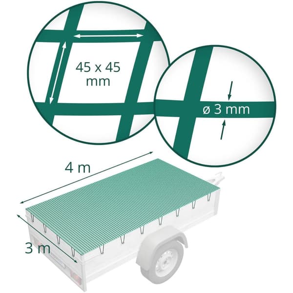 Suojaverkko perävaunuun 4 x 3 m, vihreä