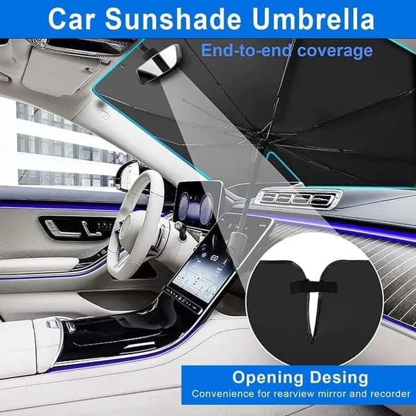 Lollanda Car Sunshade 140x90 cm – foldbar forrude solskærm, UV-beskyttelse og varmeisolering