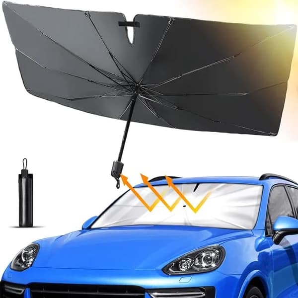Lollanda Car Sunshade 140x90 cm – foldbar forrude solskærm, UV-beskyttelse og varmeisolering