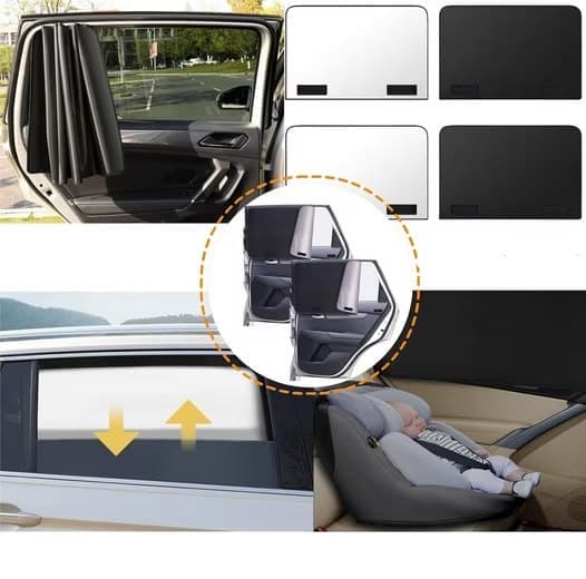 Lollanda Car aurinkosuoja 2 kpl, aurinkosuojaverho, auton pimennysverho – magneettinen, 80x50 cm, UV-suoja - helppo asentaa