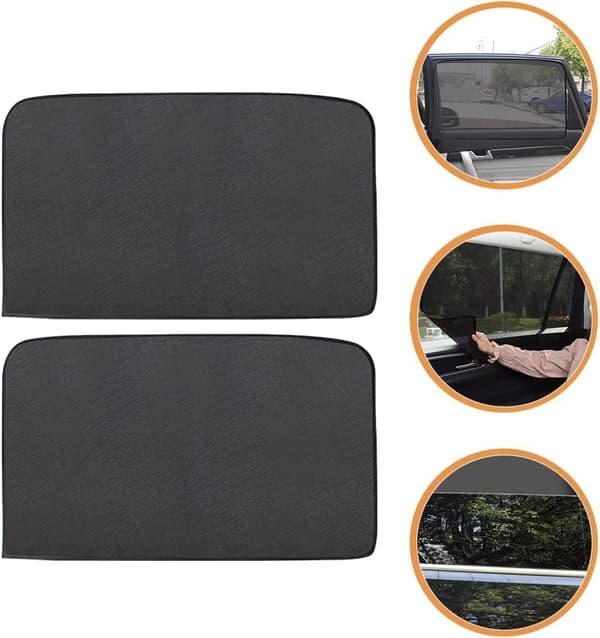 Lollanda Car Sun Shade 2-pakkaus, Aurinkosuojaverho, Lämmöneristys - Magneettinen, UV-suoja, Musta - Takaikkuna / Etuikkuna, Helppo asentaa