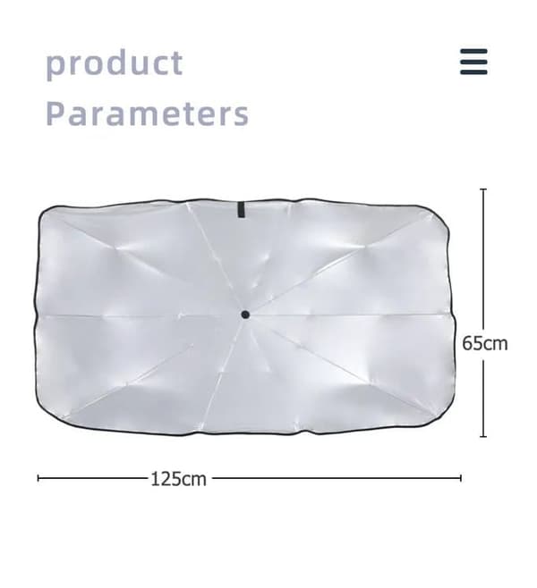 Lollanda Solskærmsbil, Stor Smart Solskærm – Foldbar, Varmebeskyttelse, 125x65/140x80cm, UV-beskyttelse, Forrude, Paraply