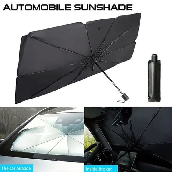 Lollanda Solskærmsbil, Stor Smart Solskærm – Foldbar, Varmebeskyttelse, 125x65/140x80cm, UV-beskyttelse, Forrude, Paraply