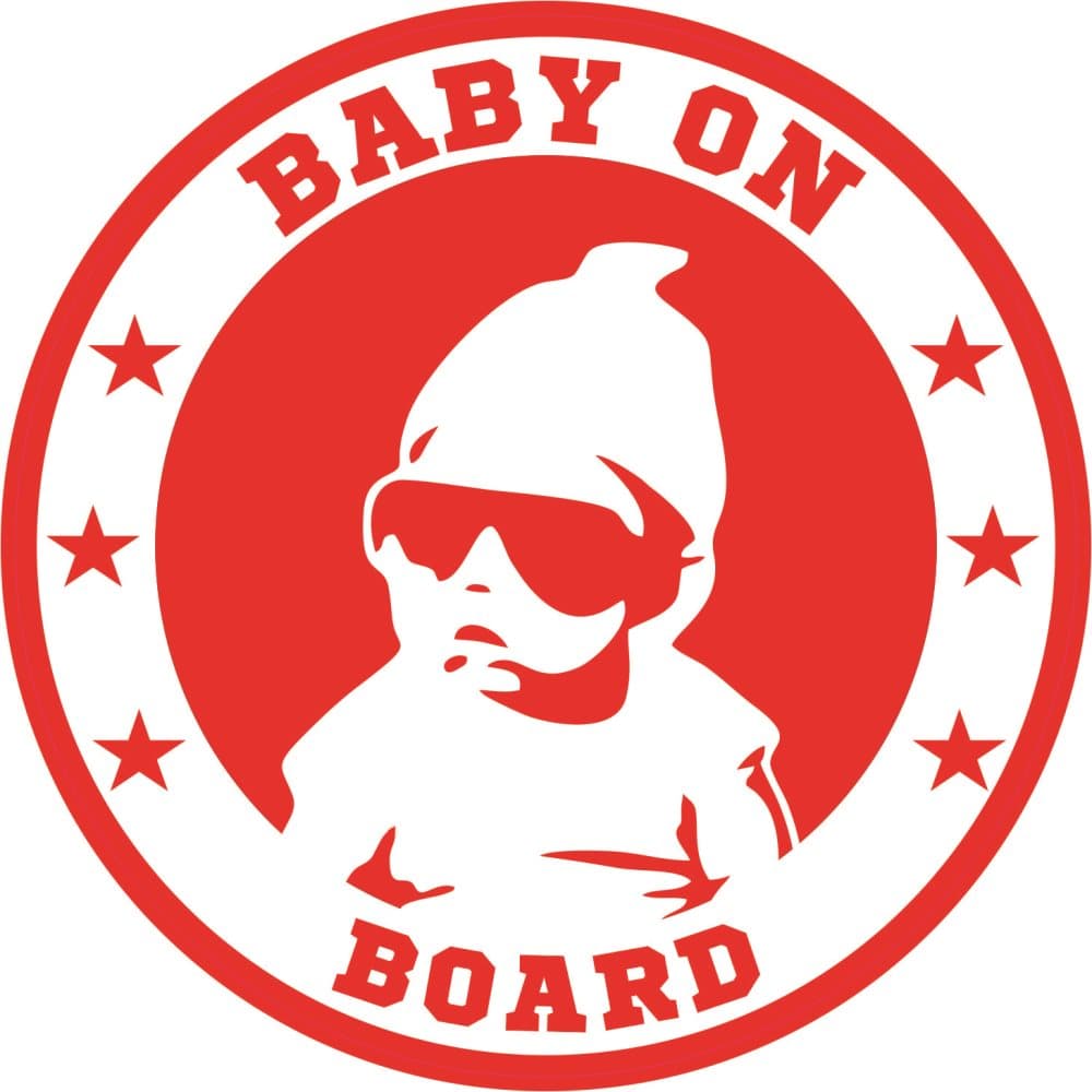 Dekal baby on board 12x12cm Röd