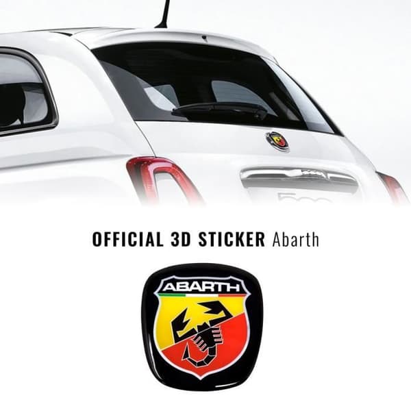 3D Abarth Officiell Logotyp Ersättningsdekal för Fiat 500, Fram + Bak