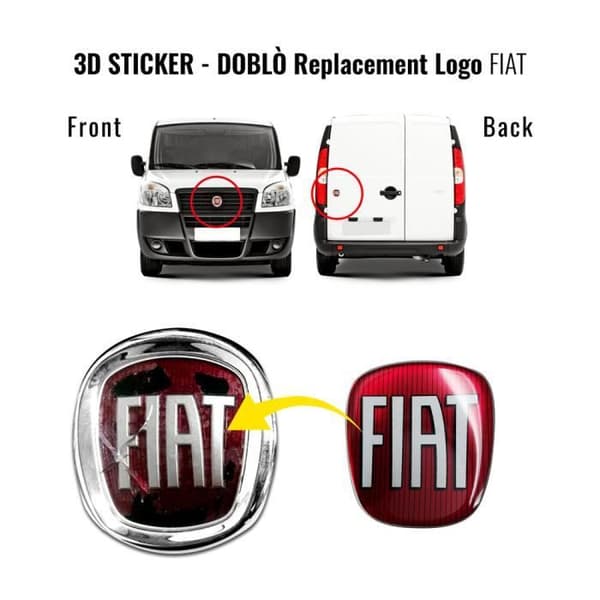 Fiat 3D Replacement Logo Sticker för Doblò