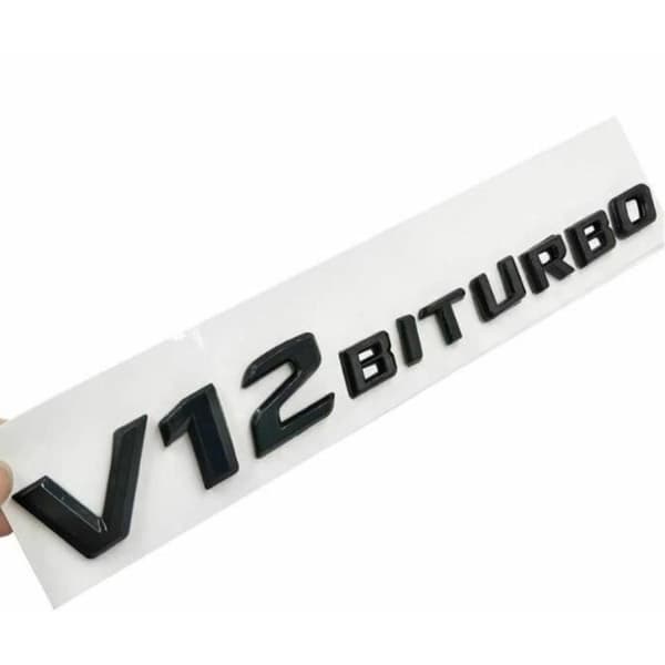 MAVURA-dekal »V12 Biturbo AMG svart bokstäver Mercedes logotyp Emblem«