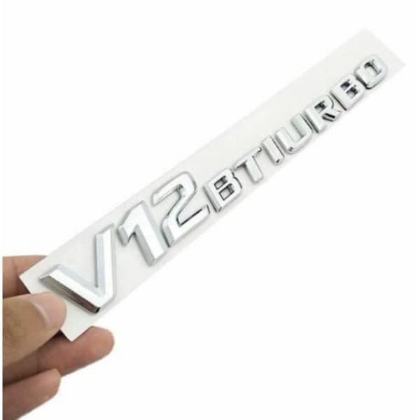 Klistermärke MAVURA V12 Biturbo AMG logo emblem krom bokstäver för Mercedes Chrome
