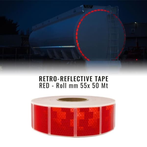 Conspicuity Reflexband ECE UN 104 Godkänd för Bachés mm 55 x 50 mt, Röd