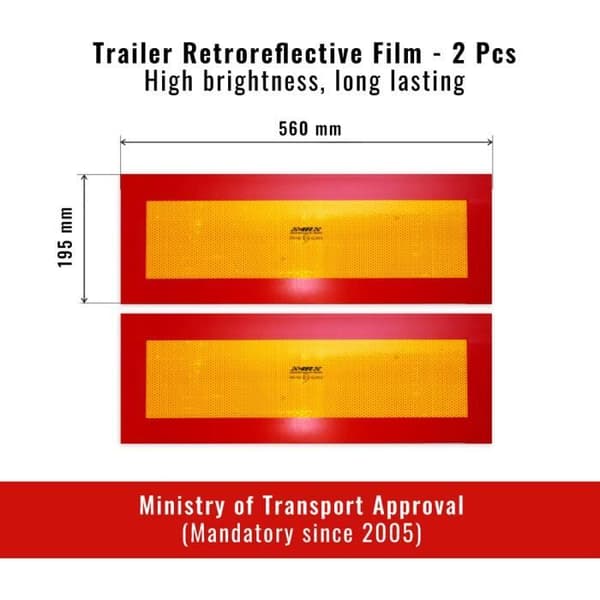 Reflekterande prismatisk filmskyltar för trailers, 2 delar