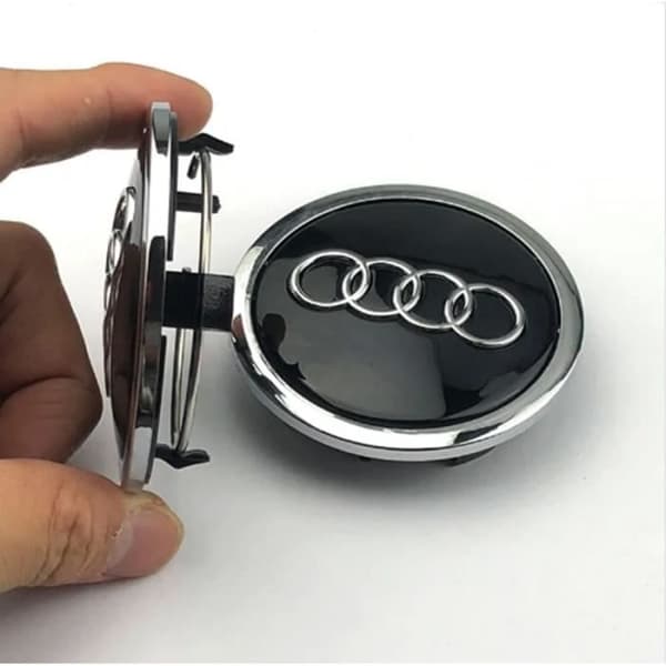 4st Audi-logotyp 69 mm hjulcentrumnavskydd Fälgemblem Svart fälgmärke