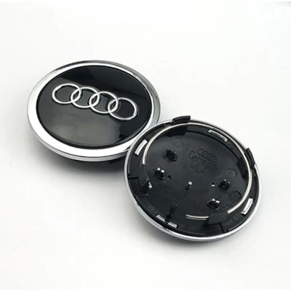 4st Audi-logotyp 69 mm hjulcentrumnavskydd Fälgemblem Svart fälgmärke