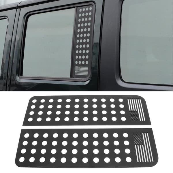 Jeep Wrangler JK Bagdørsvinduesdekaler, Holdbar Aluminiumlegering, Mat Sort Finish,sort