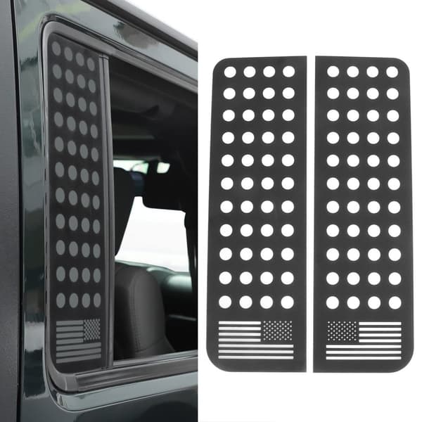 Jeep Wrangler JK Bagdørsvinduesdekaler, Holdbar Aluminiumlegering, Mat Sort Finish,sort