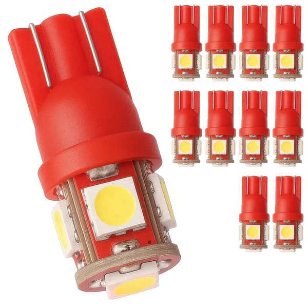 10-Kpl - T10 W5W Punaiset LED-Lamput - Auton LED-Valot