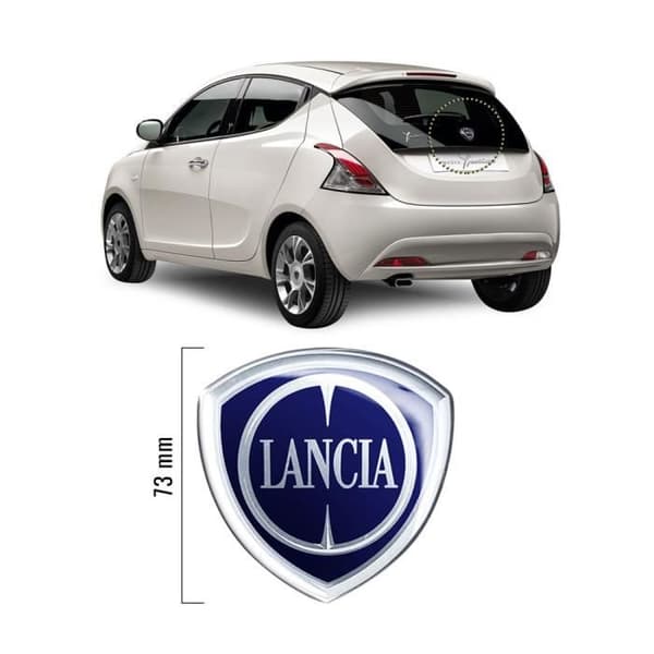 3D-dekal - Lancia - Ypsilon - Svart - 71 x 73 mm - Officiellt tillverkad i Italien Produkt