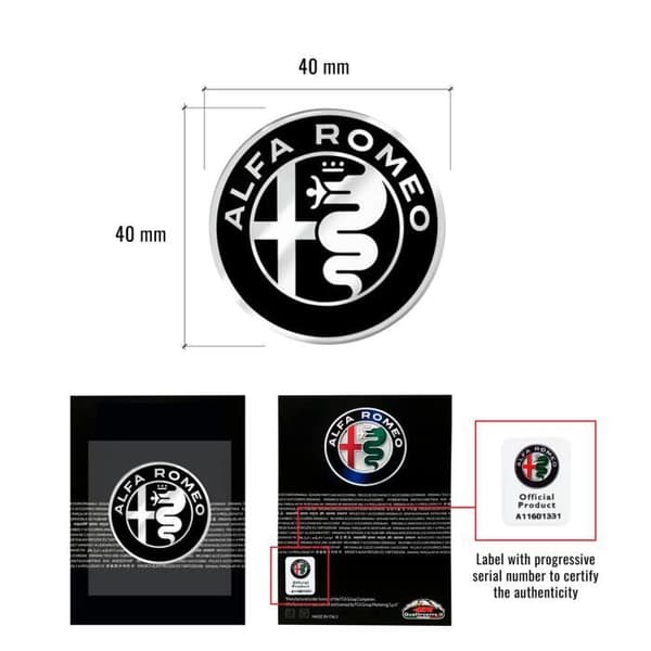 3D-dekal - Alfa Romeo - Ratt - Diameter 40 mm - Flexibel - Officiell Abarth-produkt