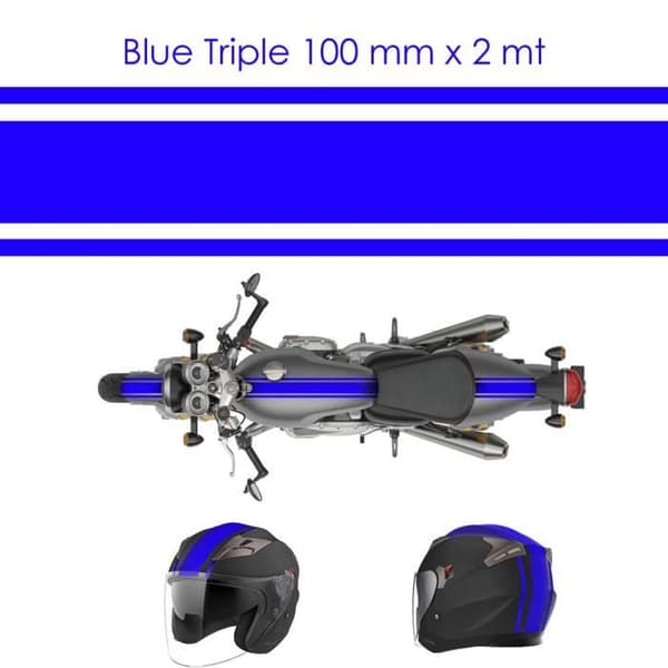 Racing självhäftande tejp för motorcyklar, trippel, blå, 100 mm x 2 mt