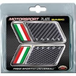 Universella Sportmärken - Italien Kolfiber - Komplett Kit - 9x3,5 cm - 3D Klistermärken - Svart