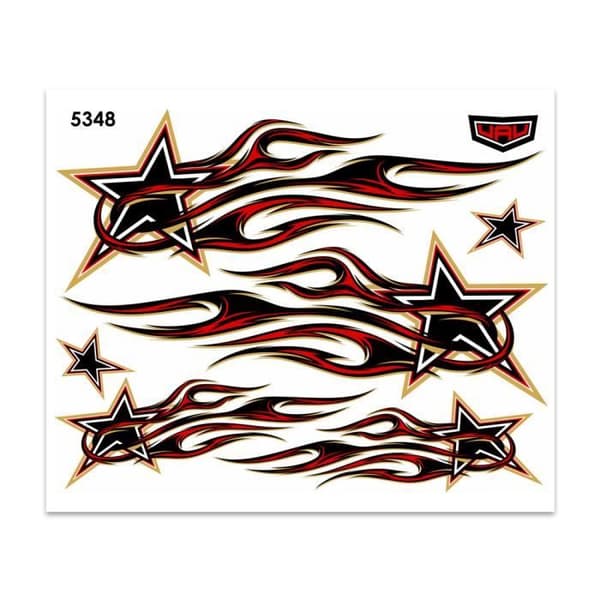 Klistermärke - Ej specificerat - Stjärnor Flammor - Röd - 35 x 25 cm - Motståndskraftig och hållbar