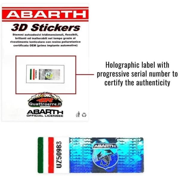 3D-dekal - Abarth - Ersättningslogotyp - Fiat Grande Punto - 2 delar - Flexibel och hållbar