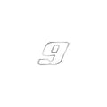 Miniatyrbild 1 av 4: Sticker Number 9 Adhesive Number Motorcykel, Vit Krom, Mini 27 x 37 mm