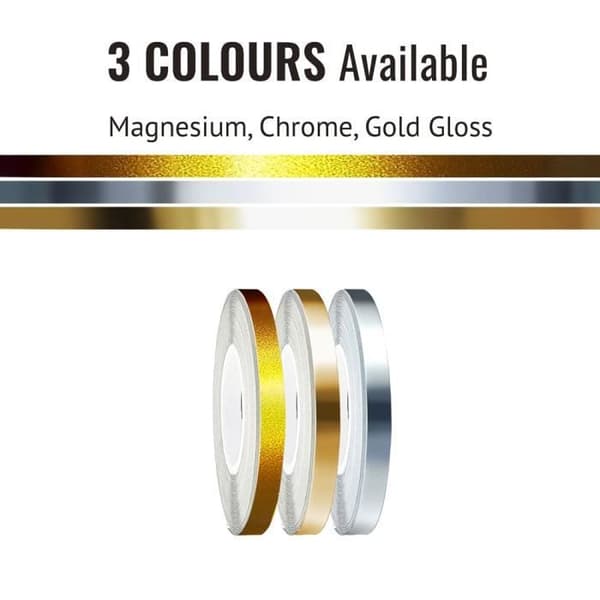 Wheel Stripes Racing självhäftande remsor för motorcykelfälgar med applikator, glansigt guld, 5 mm x 6 mt