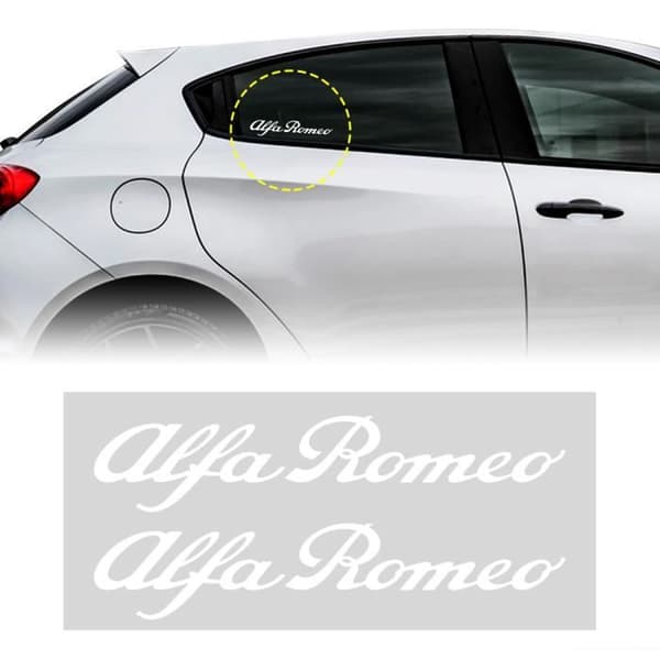 Autocollants - Alfa Romeo - 13 cm - Vit - 2 Stycken - Enkel applicering