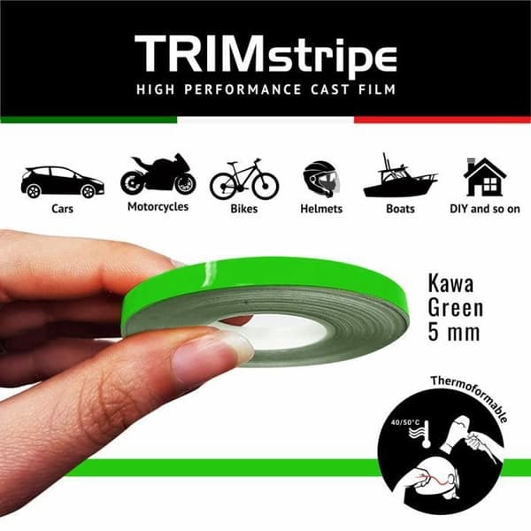 Självhäftande remsor - Trimband - Kawa Green - 5 mm x 10 mt - Termoformbar - Väderbeständig