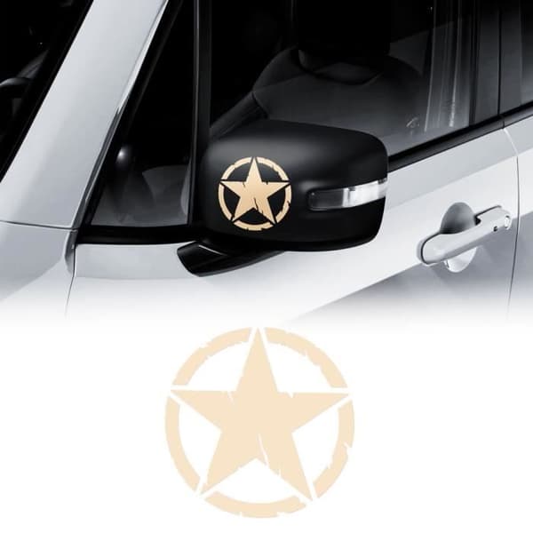 Army Star Stickers för Jeep Renegade Speglar, Sand, Diam. 9 cm, 2 stycken