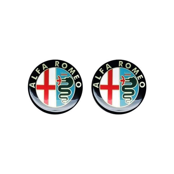 3D Klistermärke - Alfa Romeo - 80-talet - Diameter 21 mm - 2 Delar - Flexibelt och Glänsande