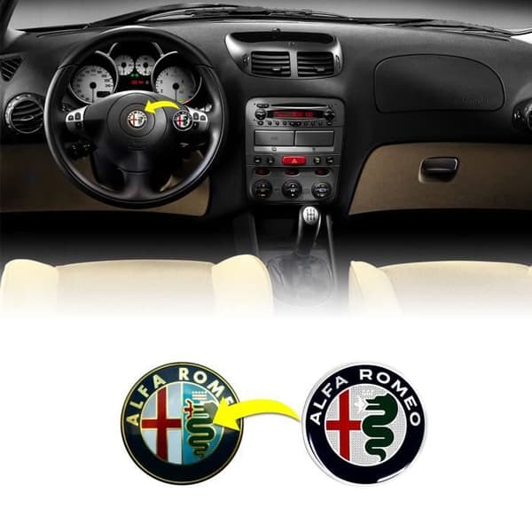 3D-dekal - Alfa Romeo - Ratt - Diameter 40 mm - Flexibel - Officiell Abarth-produkt