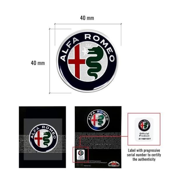 3D-dekal - Alfa Romeo - Ratt - Diameter 40 mm - Flexibel - Officiell Abarth-produkt