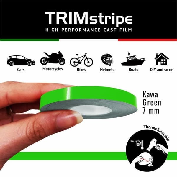 Tejp - Trim Stripes - Grön Kawa - 7 mm x 10 mt - Värmeformbar - Väderbeständig