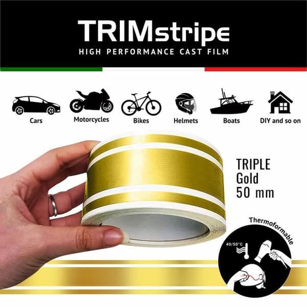 Självhäftande remsor - Trimband - Guld - 50 mm x 10 mt - Termoformbar - Väderbeständig