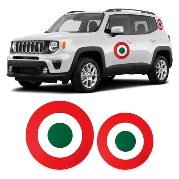 Klistermärken - Italiens flagga - Kit om 2 - Diameter 20 och 25 cm - PVC - Hög motståndskraft