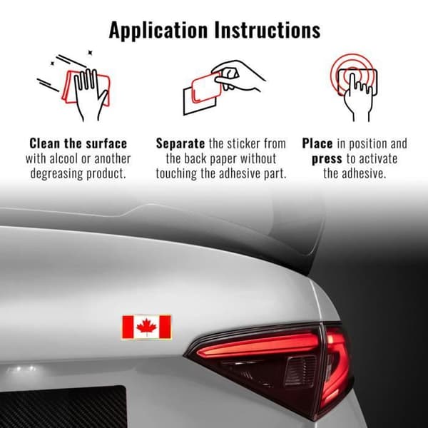 3D Canada Flag Sticker, 88 x 40 mm