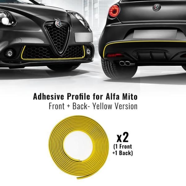Självhäftande profil - Alfa Romeo - Mito - Gul - 2 'Easy Cleaner Pro' handdukar - Hög kvalitet