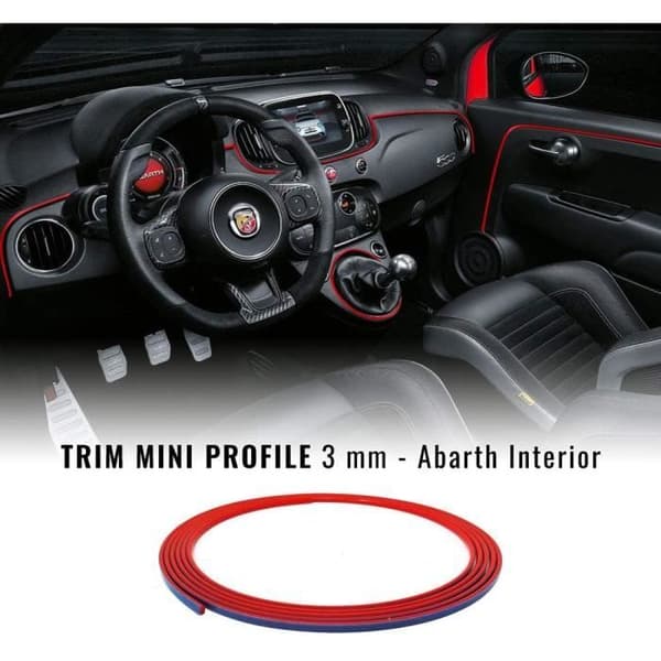 Självhäftande profil - Fiat - 500 Abarth - Röd - 3 mm x 300 cm - Mjuk och elastisk