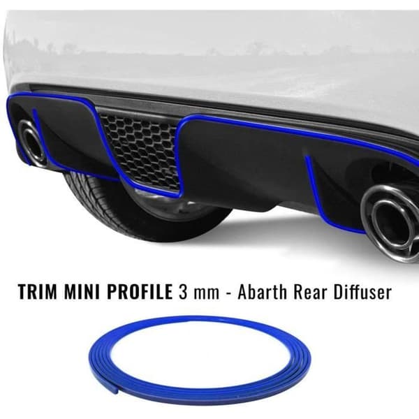 Självhäftande profil - Fiat - 500 Abarth - Blå - 3 mm x 300 cm - 1 rengöringsduk