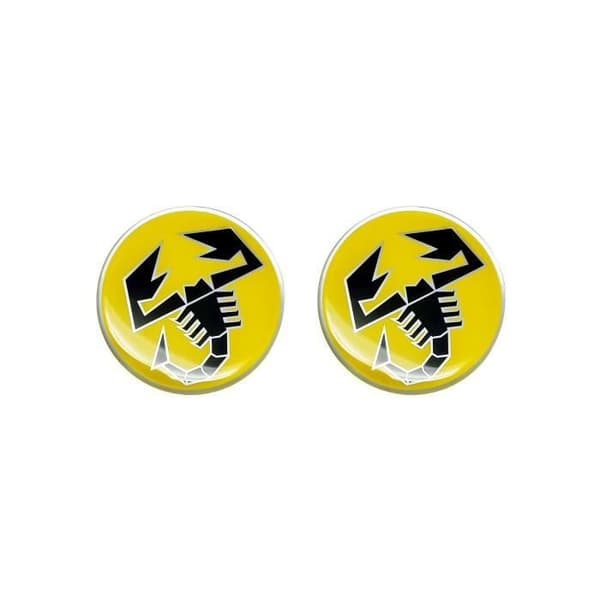 3D-klistermärke - Abarth - Skorpion - Gul - Diameter 12 mm - 2 Stycken