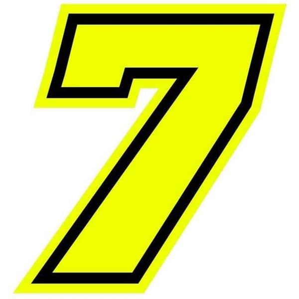Klistermärke - Moto GP - Nummer 7 - Fluorescerande gul - Höjd 10 cm - Beständigt lim