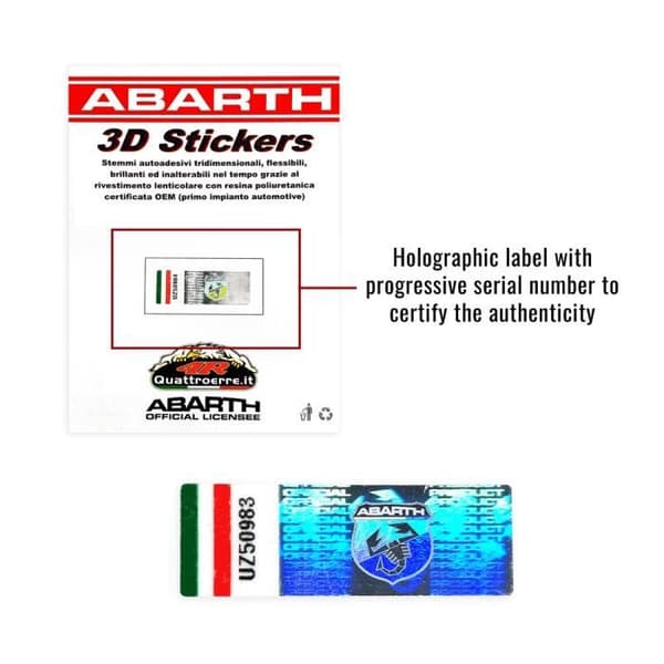 3D Abarth officiella ersättningslogodekal för Fiat 500